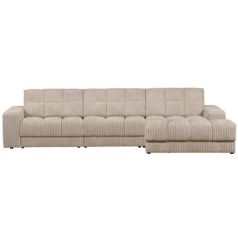 Second Date chaise longue rechts gerippter stoff travertin