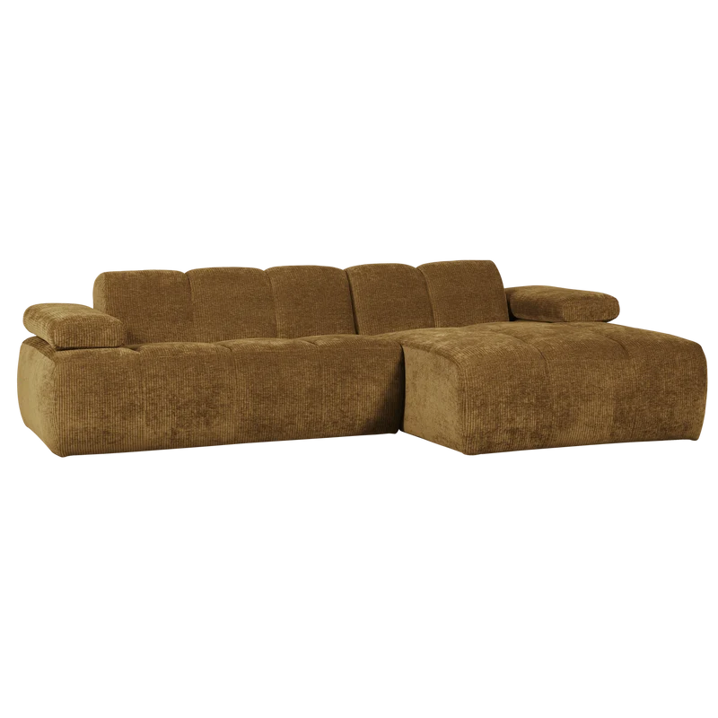 Mojo chaiselongue sofa rechts gerippter stoffhoniggelb