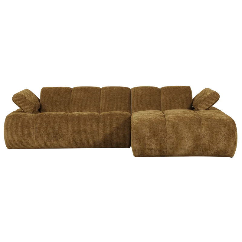 Mojo chaiselongue sofa rechts gerippter stoffhoniggelb