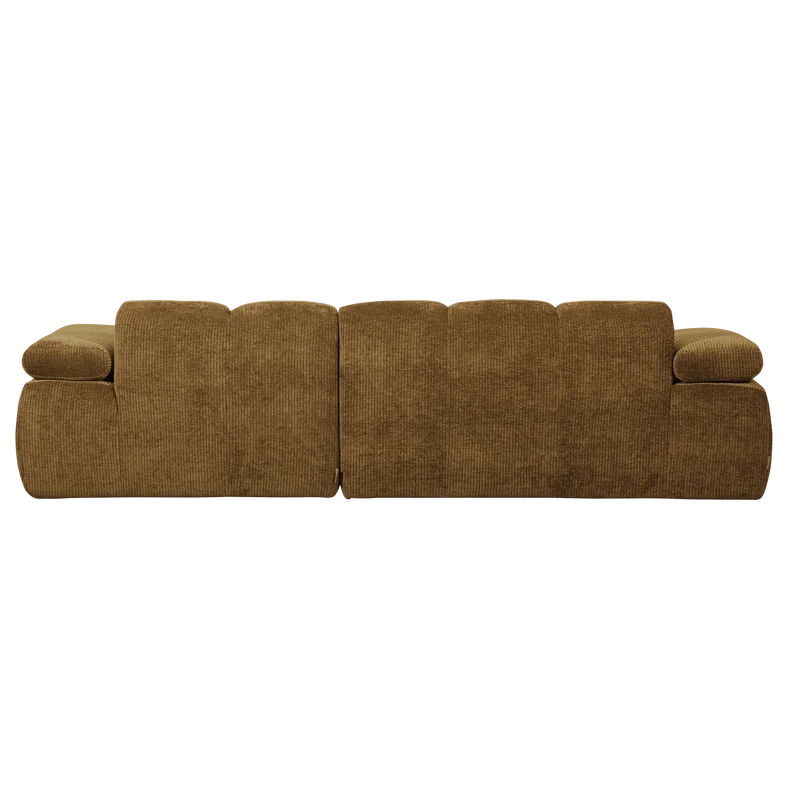 Mojo chaiselongue sofa rechts gerippter stoffhoniggelb