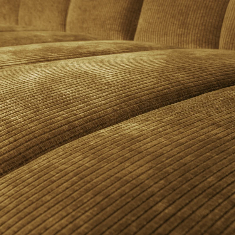 Mojo chaiselongue sofa rechts gerippter stoffhoniggelb
