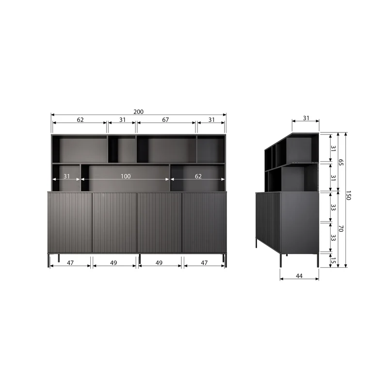 New gravure aufsatzschrank eiche natur