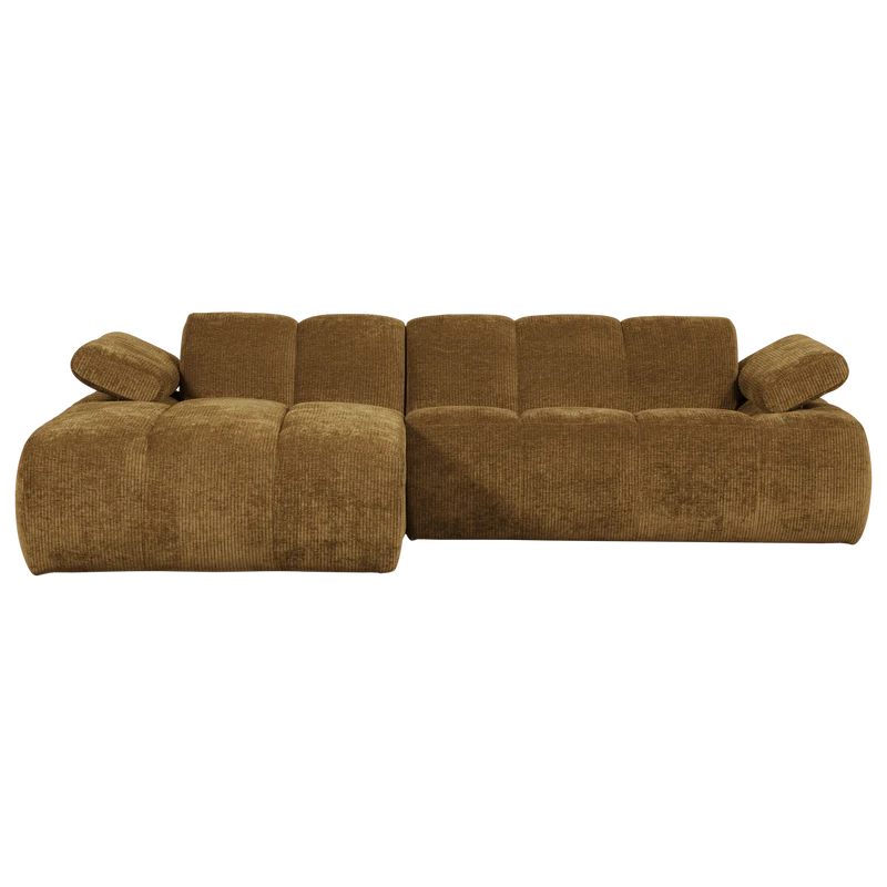 Mojo chaiselongue sofa links gerippter stoffhoniggelb