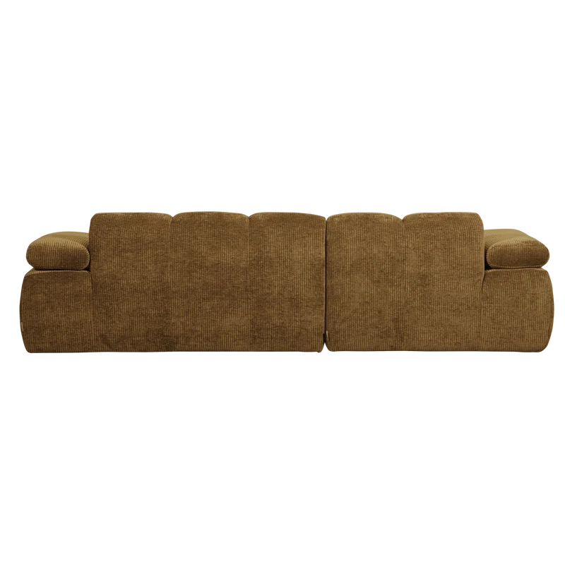 Mojo chaiselongue sofa links gerippter stoffhoniggelb