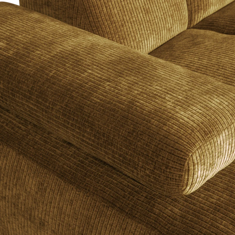 Mojo chaiselongue sofa links gerippter stoffhoniggelb
