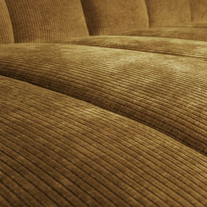 Mojo chaiselongue sofa links gerippter stoffhoniggelb