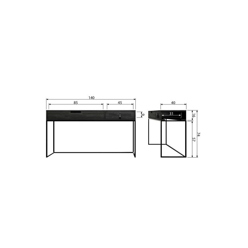 Silas sidetable asche gebürstet schwarz