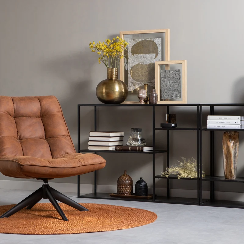 Jouke drehsessel kunstleder cognac
