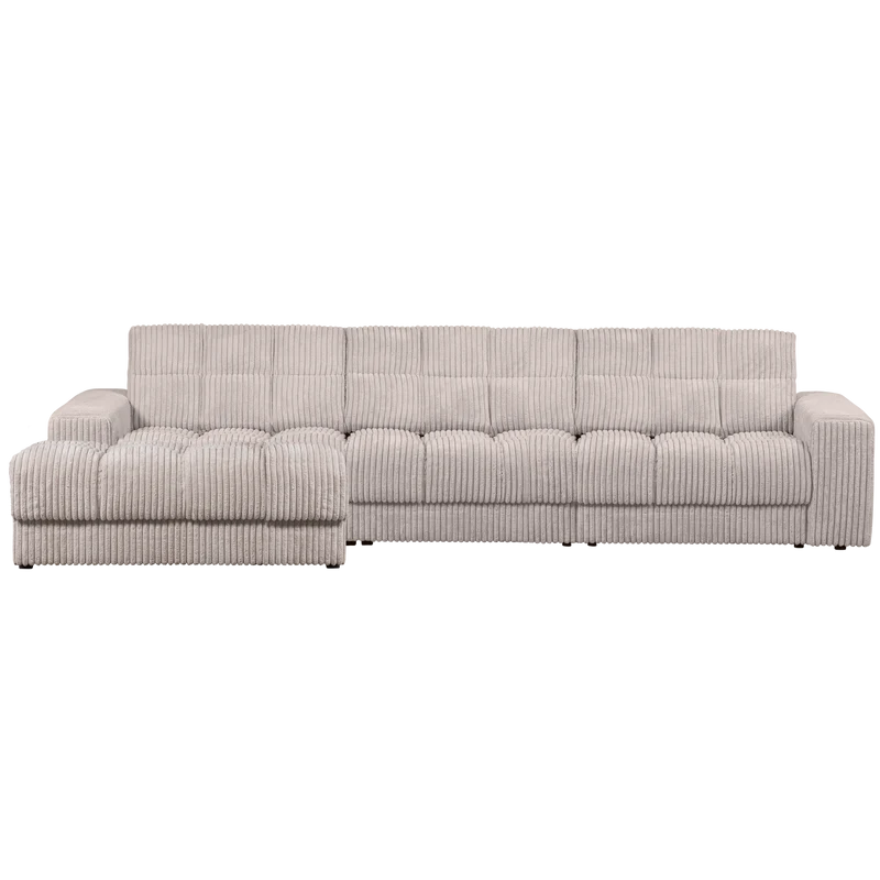 Second Date chaise longue links gerippter stoff natur