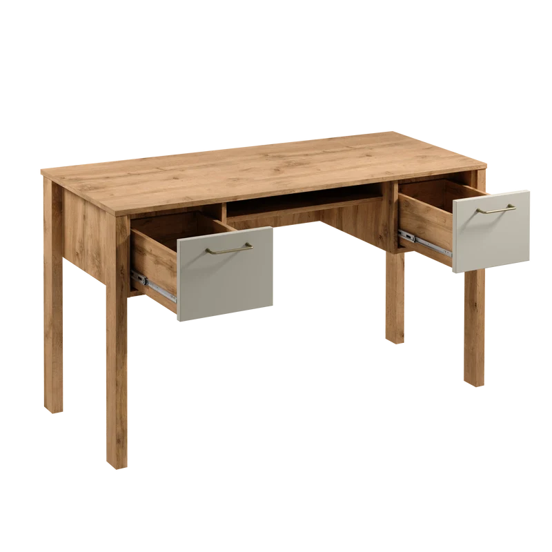 Velario Stilvoller Schreibtisch mit 2 Schubladen und goldfarbenen Metallgriffen