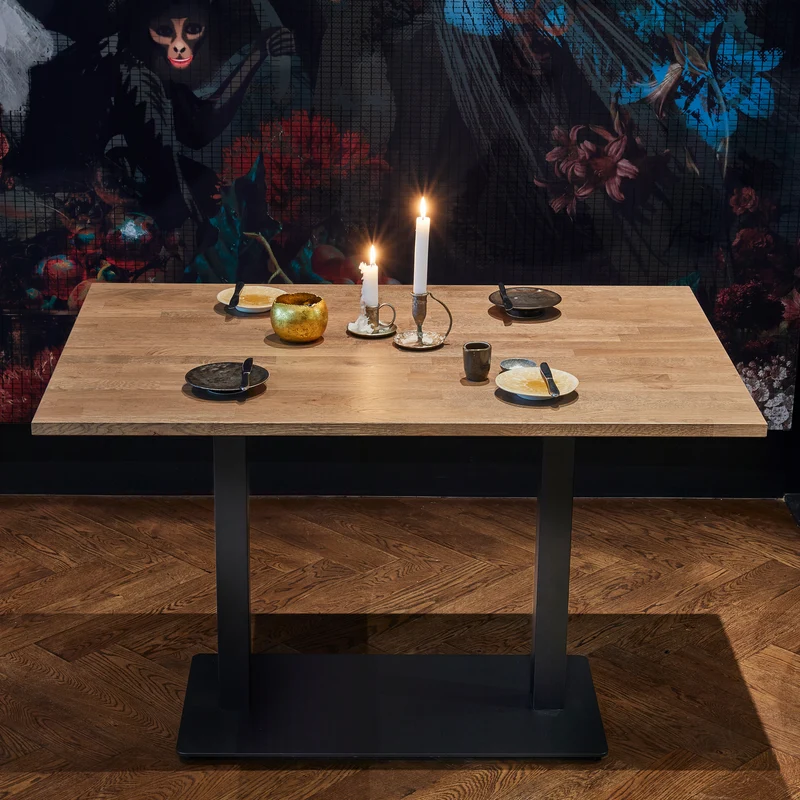Bistro doppelter vierkantrohrfuss metall mattschwarz 72x80x40 cm
