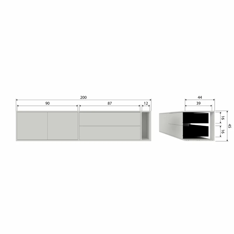 Settle Down tv möbel 200 cm kiefer dust