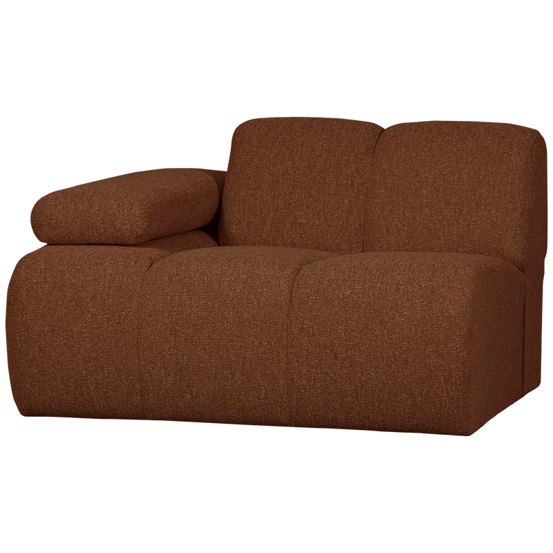 Mojo 1-sitzer element arm links bouclé rostbraun meliert