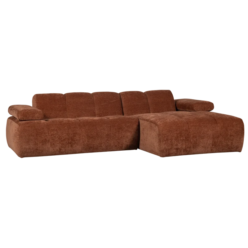 Mojo chaiselongue sofa rechts gerippter stoffrostbraun