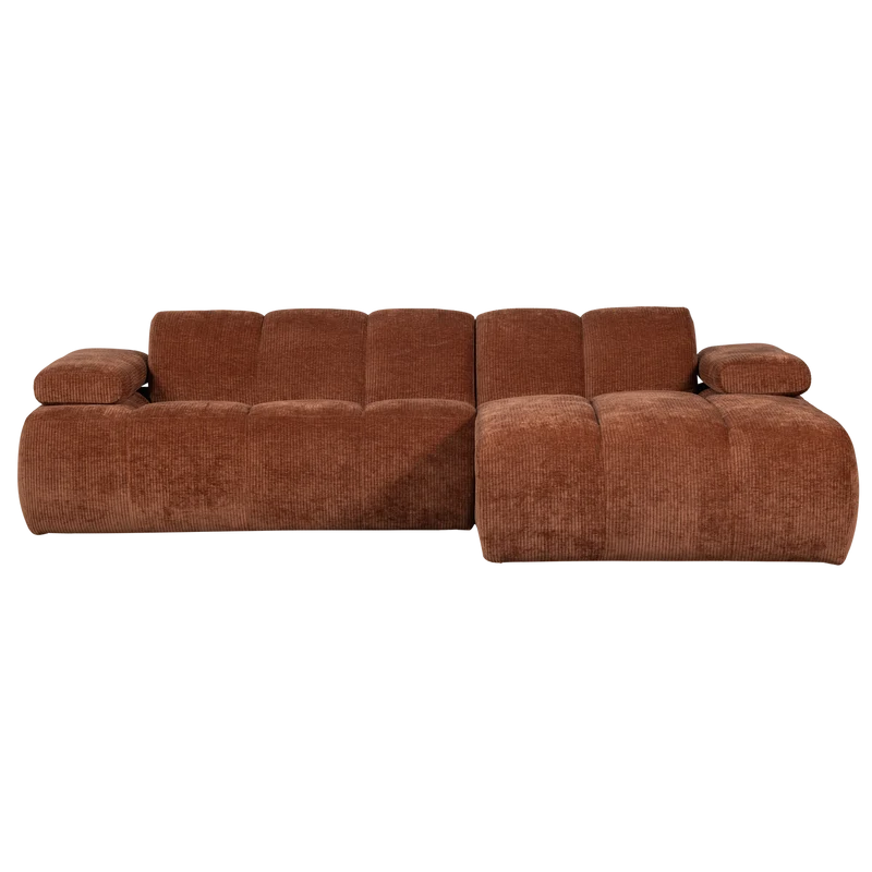 Mojo chaiselongue sofa rechts gerippter stoffrostbraun