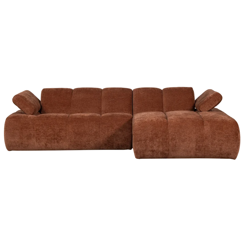 Mojo chaiselongue sofa rechts gerippter stoffrostbraun