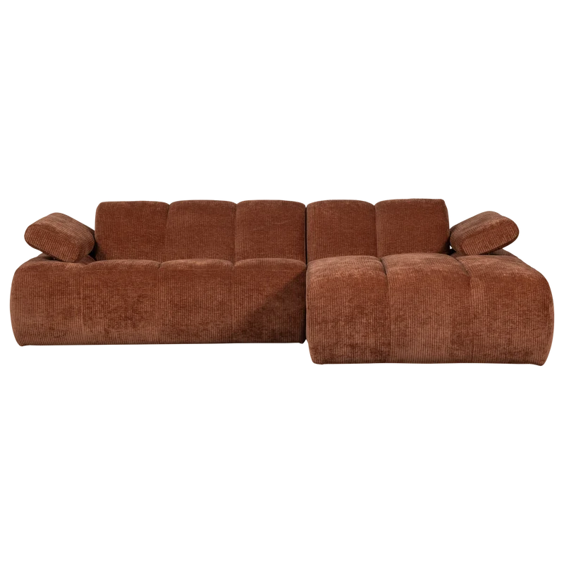 Mojo chaiselongue sofa rechts gerippter stoffrostbraun