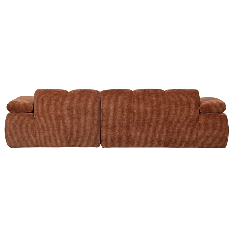Mojo chaiselongue sofa rechts gerippter stoffrostbraun