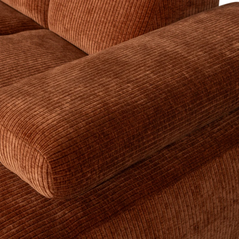 Mojo chaiselongue sofa rechts gerippter stoffrostbraun