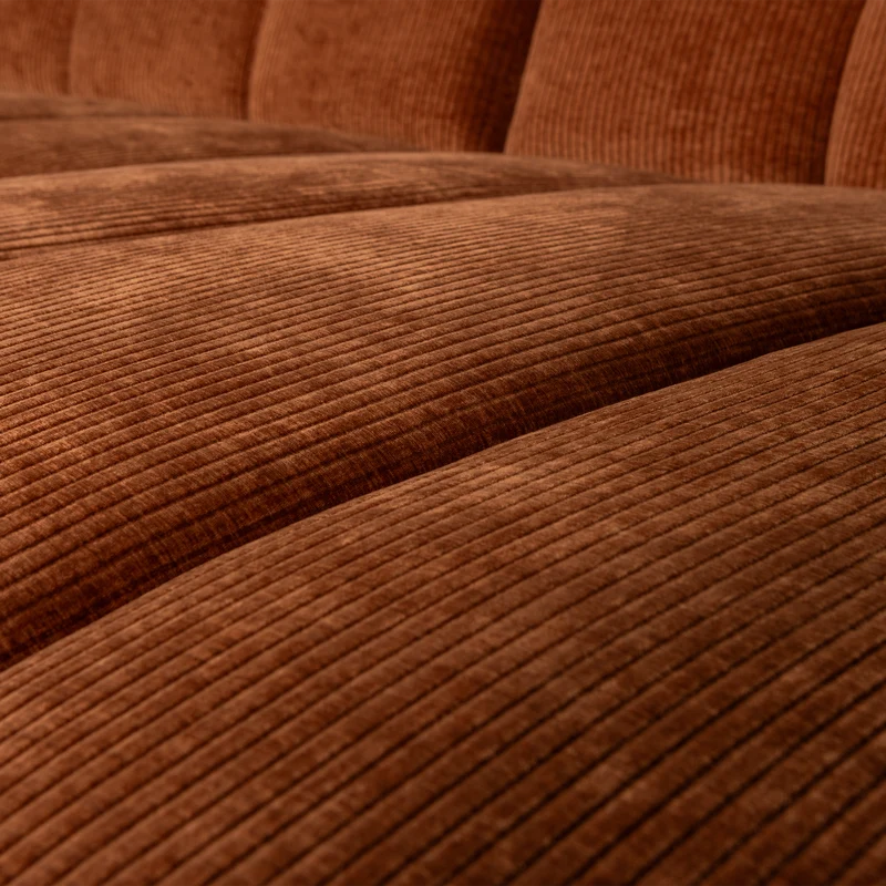 Mojo chaiselongue sofa rechts gerippter stoffrostbraun