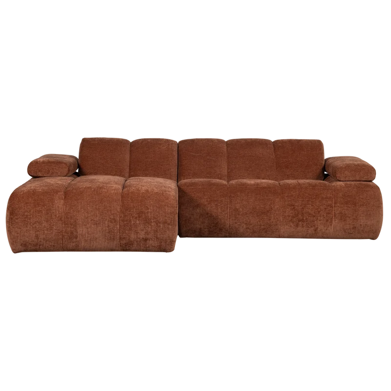 Mojo chaiselongue sofa links gerippter stoffrostbraun