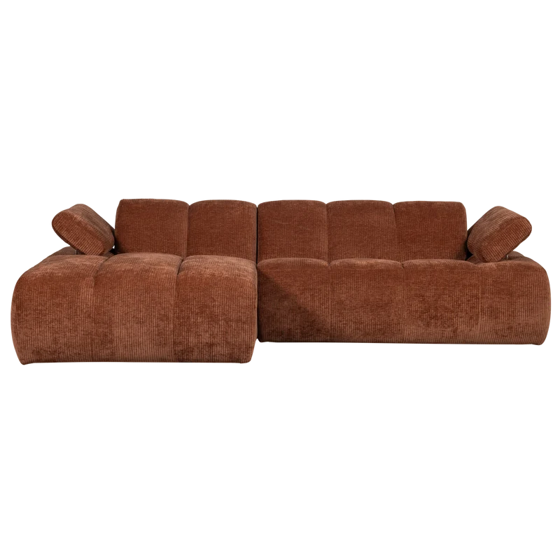 Mojo chaiselongue sofa links gerippter stoffrostbraun