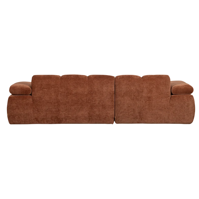Mojo chaiselongue sofa links gerippter stoffrostbraun