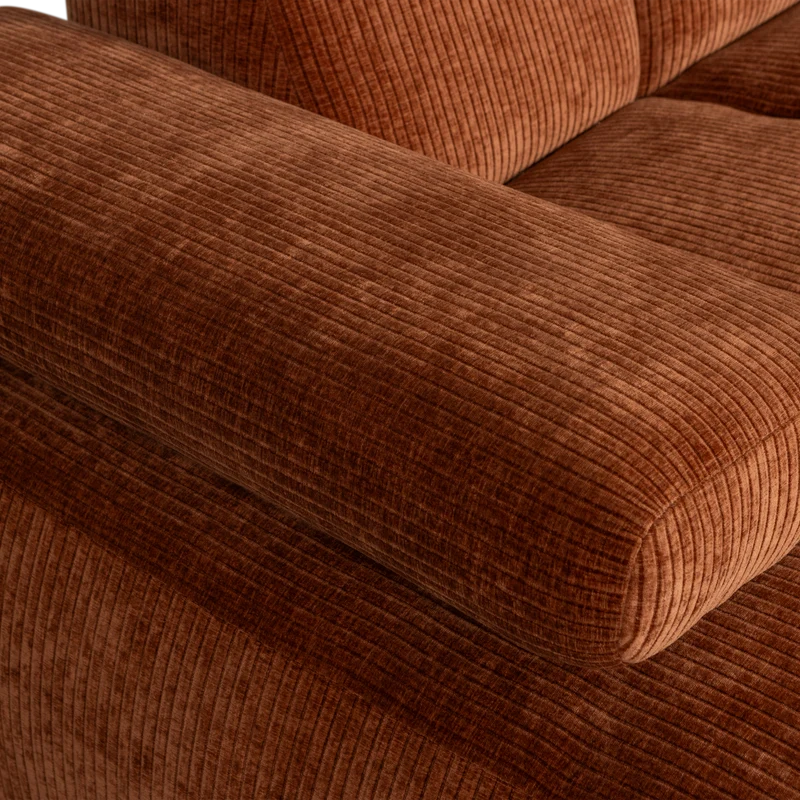 Mojo chaiselongue sofa links gerippter stoffrostbraun