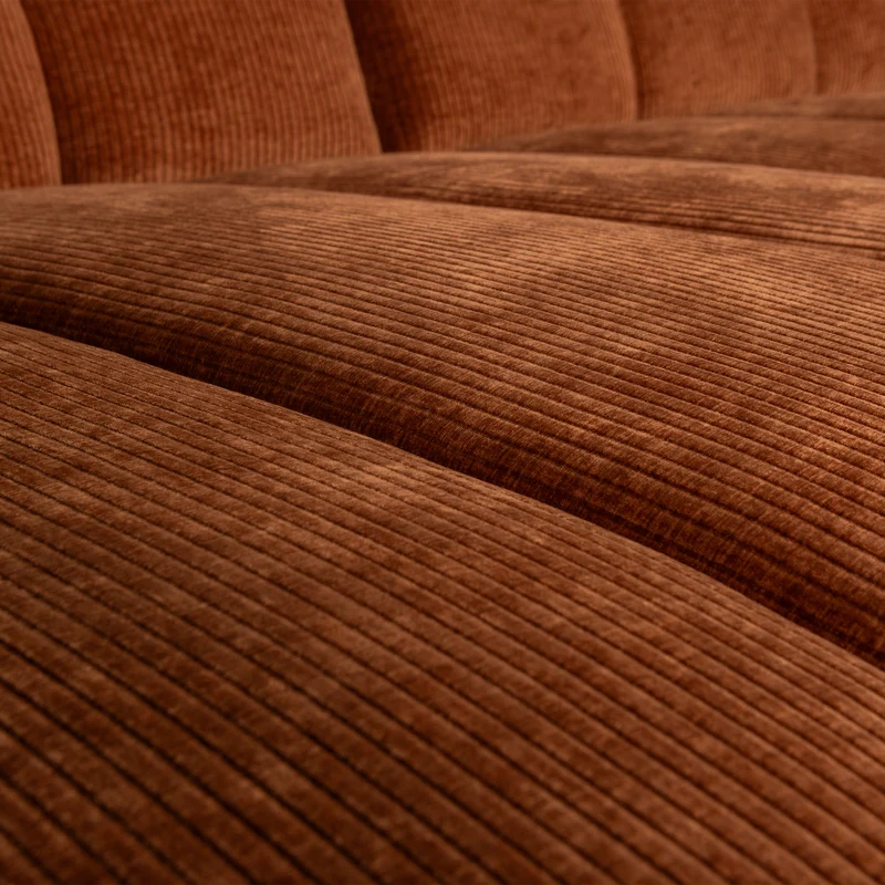 Mojo chaiselongue sofa links gerippter stoffrostbraun