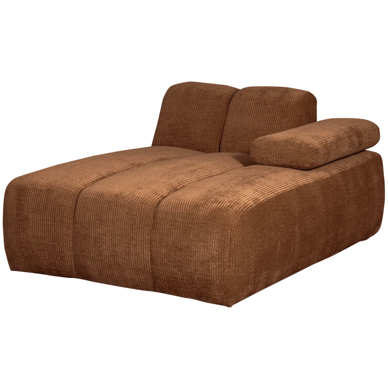Mojo chaise longue rechts gerippter rostbraun