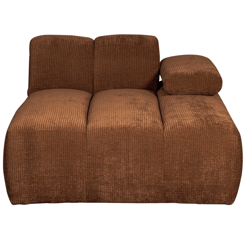 Mojo chaise longue rechts gerippter rostbraun