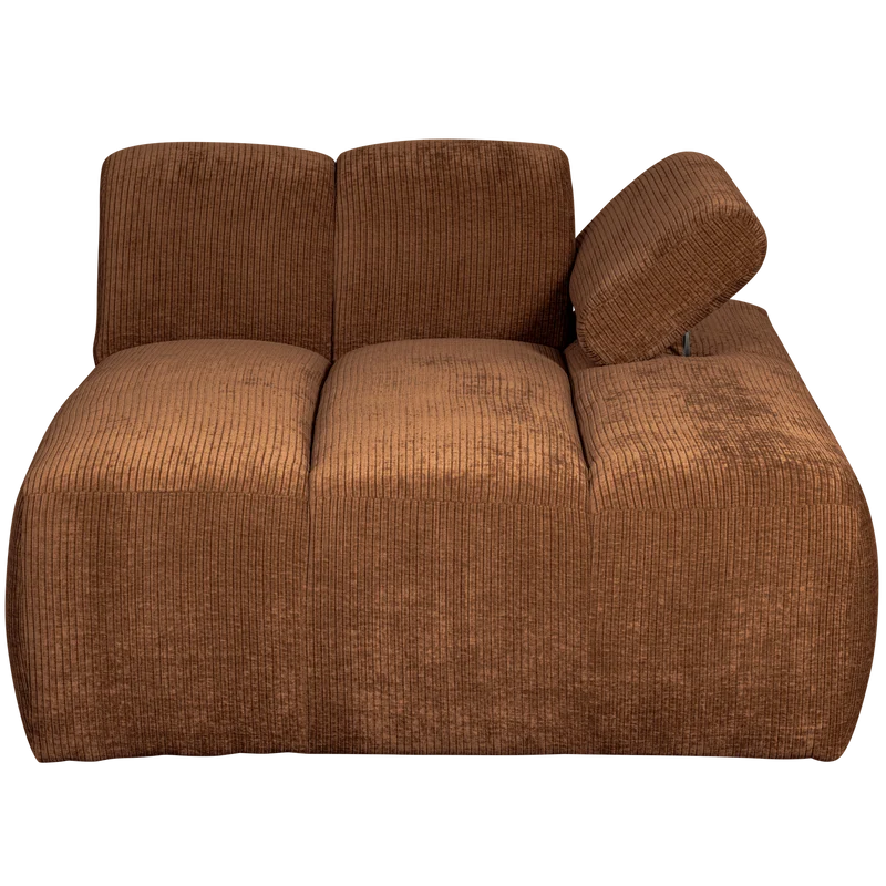 Mojo chaise longue rechts gerippter rostbraun