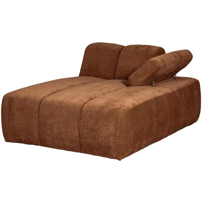 Mojo chaise longue rechts gerippter rostbraun