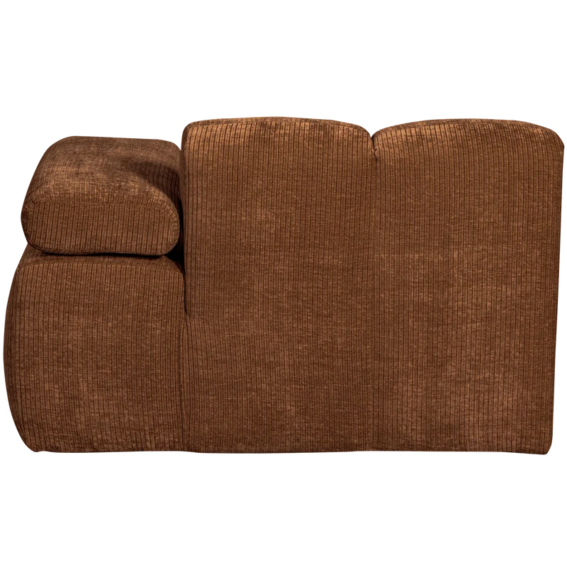 Mojo chaise longue rechts gerippter rostbraun