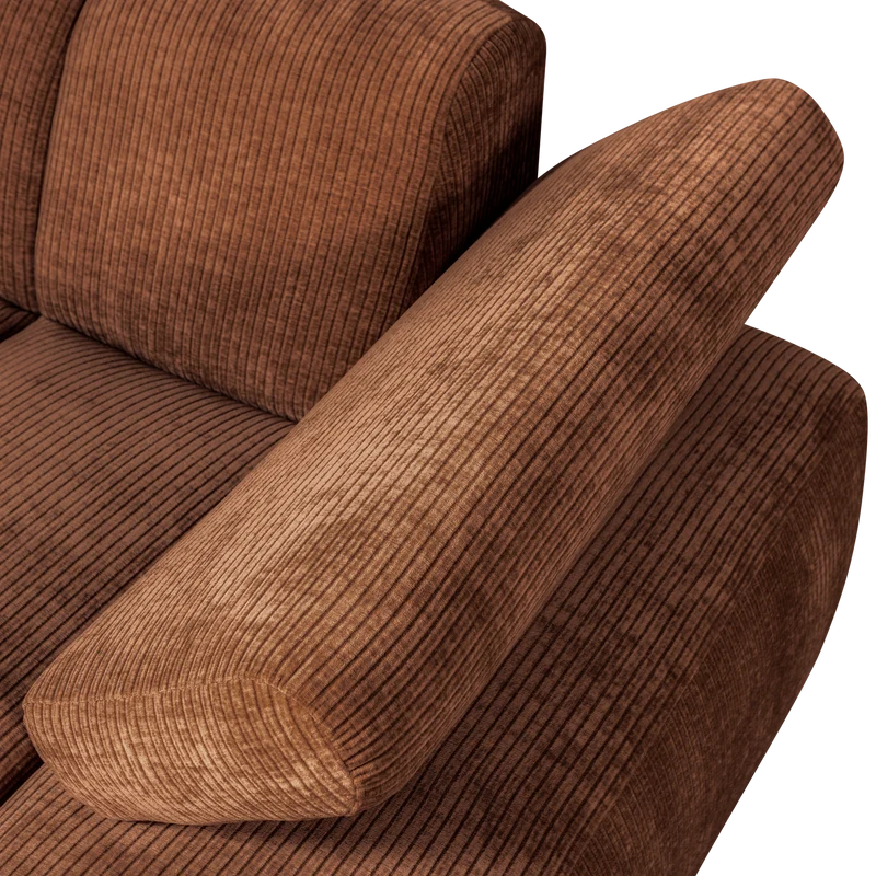 Mojo chaise longue rechts gerippter rostbraun