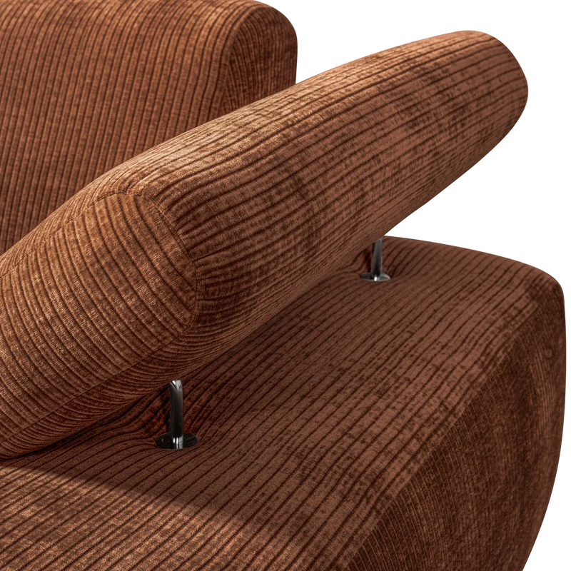 Mojo chaise longue rechts gerippter rostbraun
