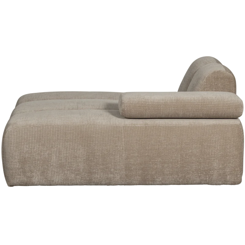 Mojo chaise longue rechts gerippter dunkler sand