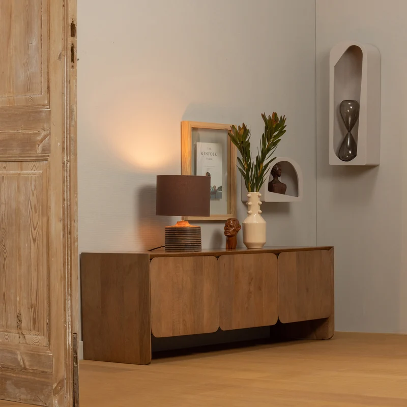 Noam wanndeko halbrund holz dust 15x35x24 cm