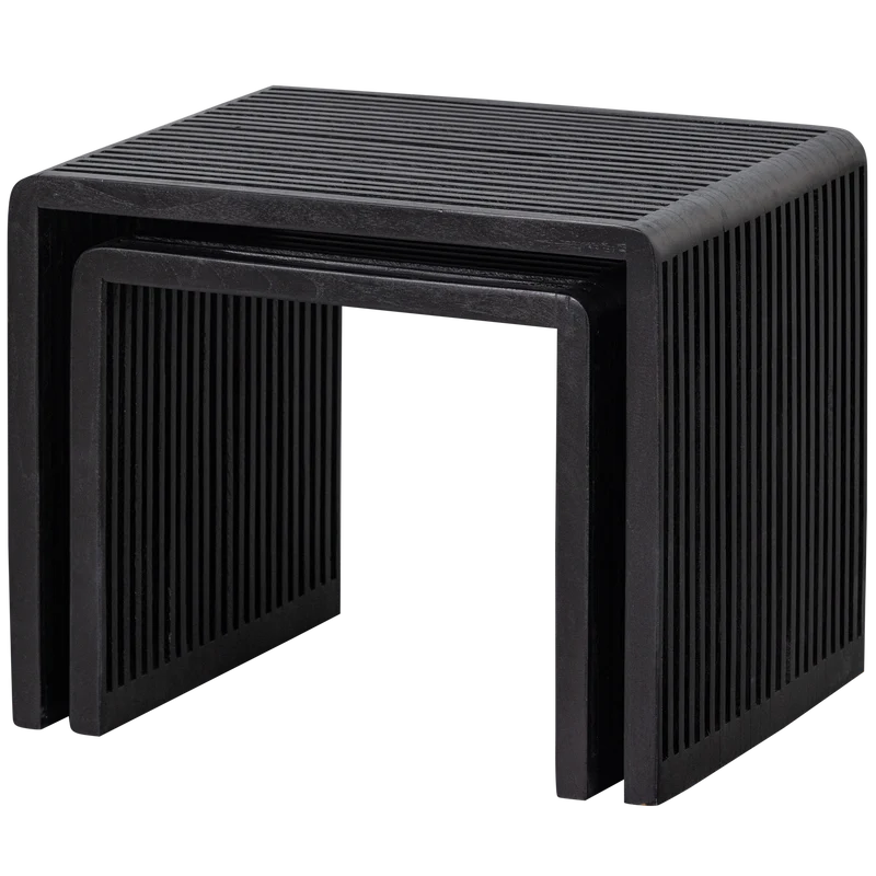 2er set - Willa beistelltische recyceltes teak schwarz