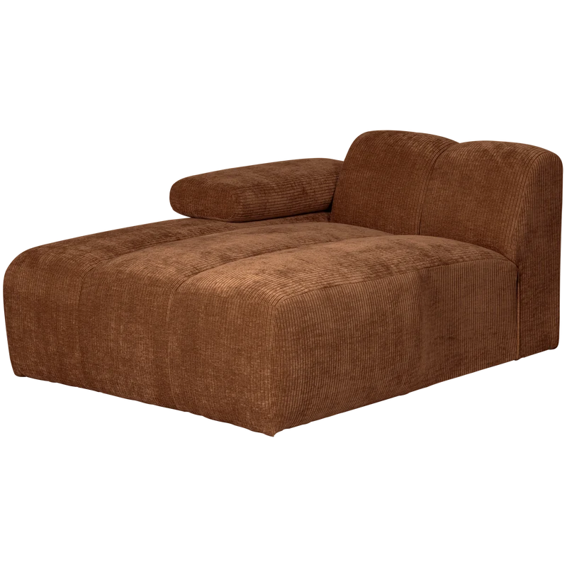Mojo chaise longue element links gerippter rostbraun