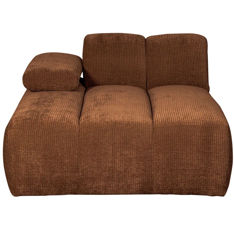 Mojo chaise longue element links gerippter rostbraun