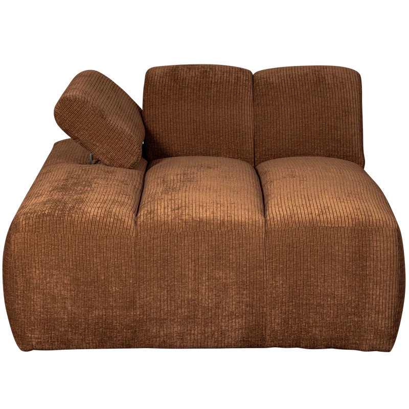 Mojo chaise longue element links gerippter rostbraun