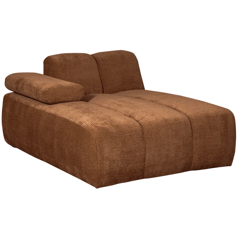Mojo chaise longue element links gerippter rostbraun