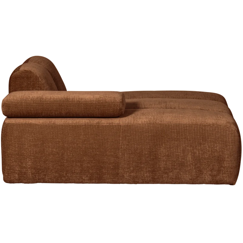 Mojo chaise longue element links gerippter rostbraun