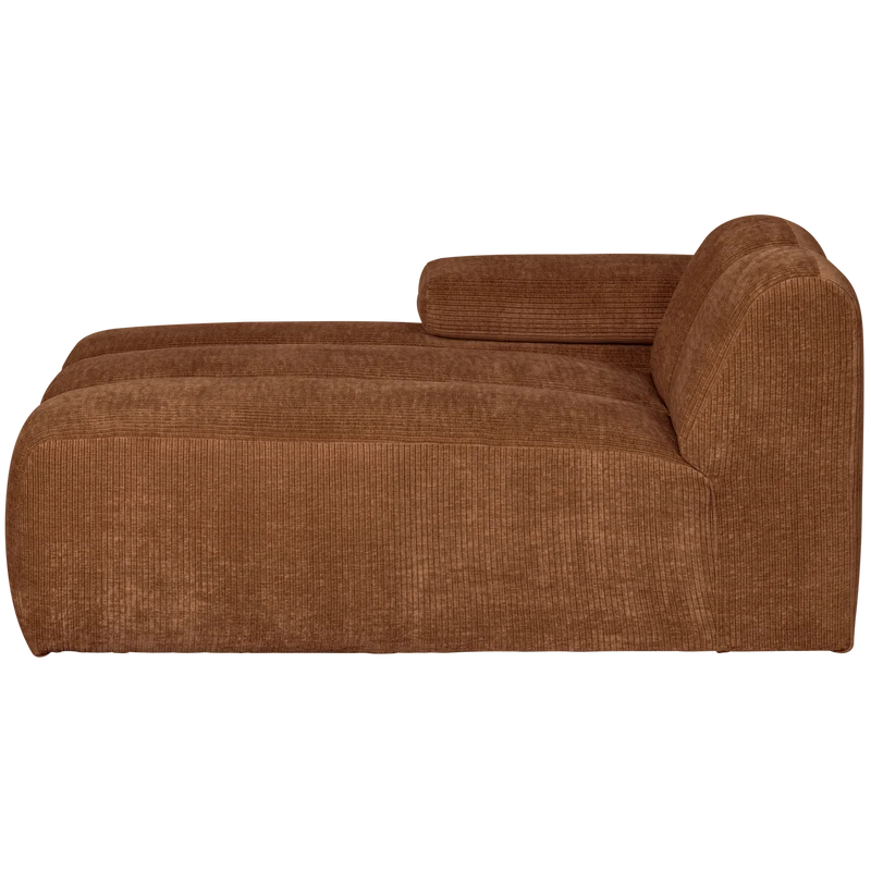 Mojo chaise longue element links gerippter rostbraun