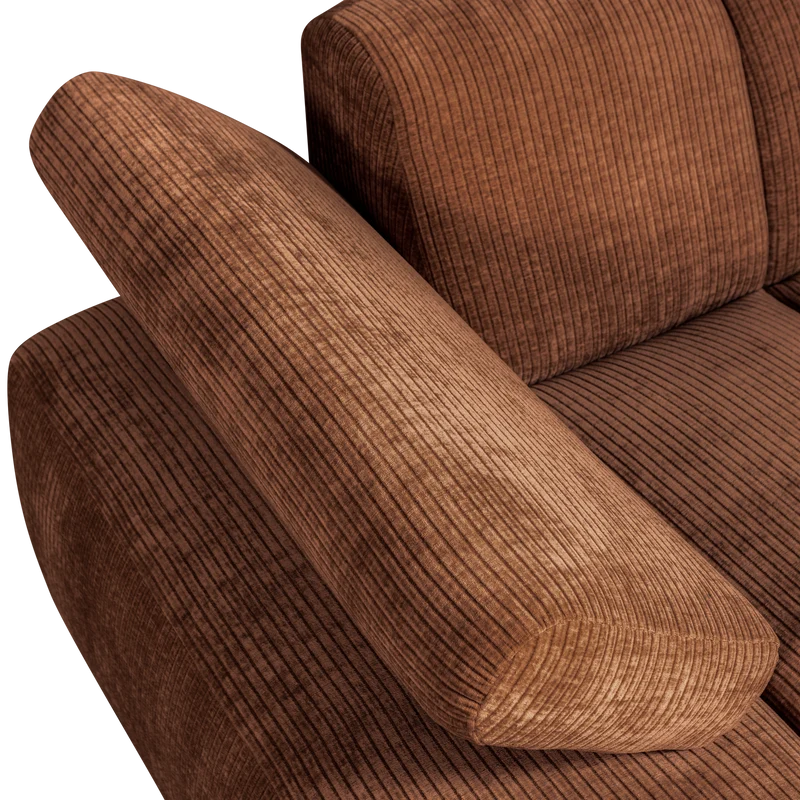 Mojo chaise longue element links gerippter rostbraun
