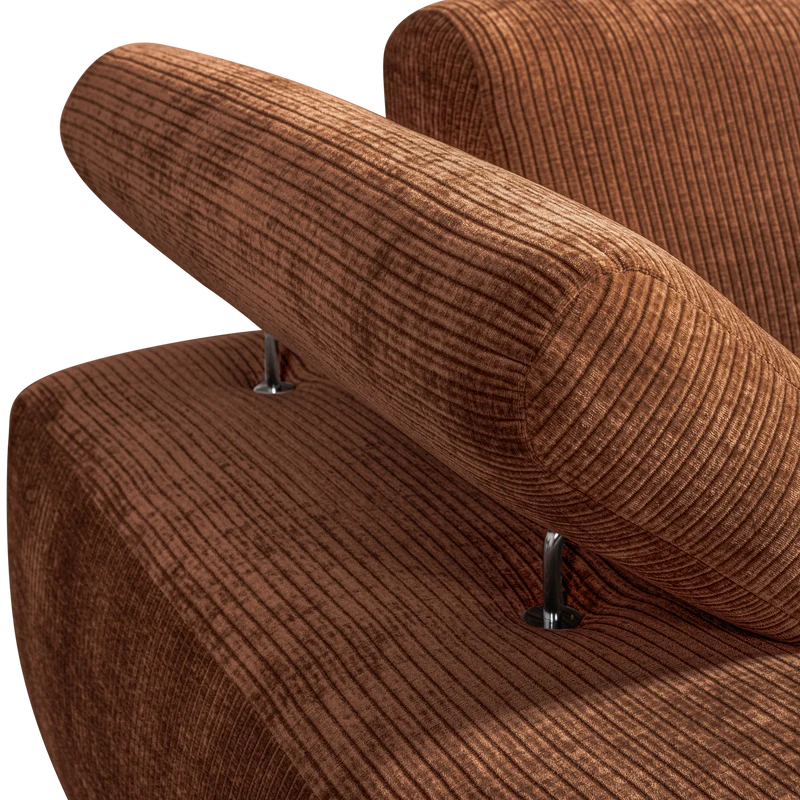 Mojo chaise longue element links gerippter rostbraun