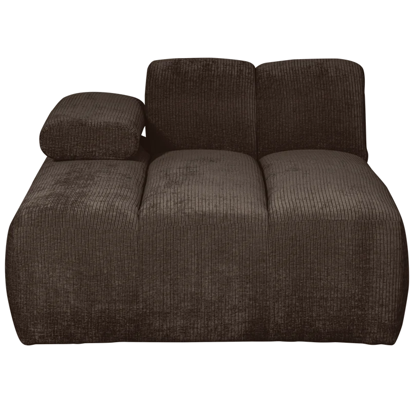 Mojo chaise longue element links gerippter braun