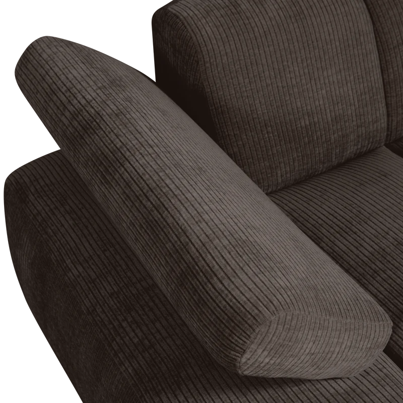 Mojo chaise longue element links gerippter braun