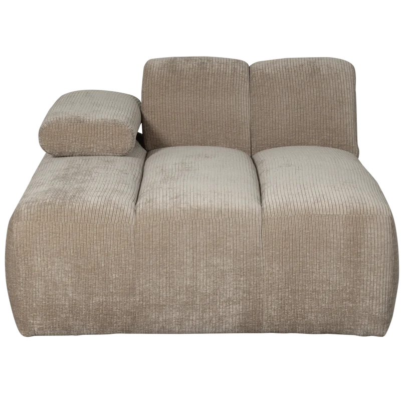 Mojo chaise longue links gerippter dunkler sand